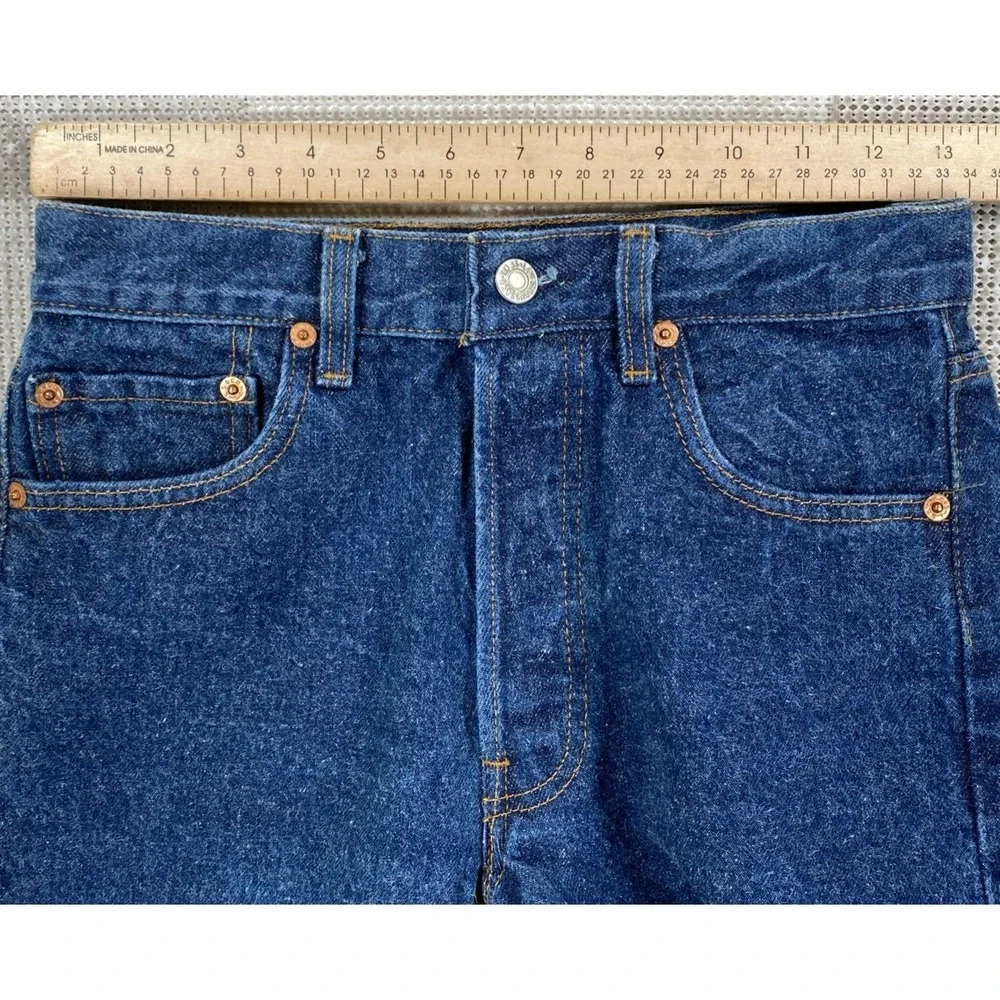 Vintage Levi's 501 Fuzzy Blue Denim‎ Jeans USA 80's 29x30 (Actual 27x27)